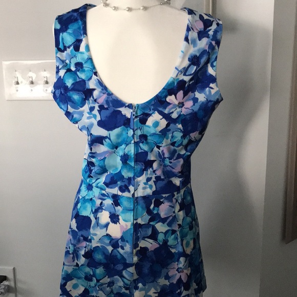 Vintage Union Made Seascamp by Camp 70s Vibrant Blue Floral Swim Dress/Coverup - Picture 2 of 7